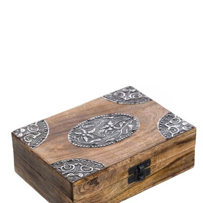 WOODEN BOX DECORATED METAL 18x13x5,84cm WOOD AND METAL DO5505BX_UNICO