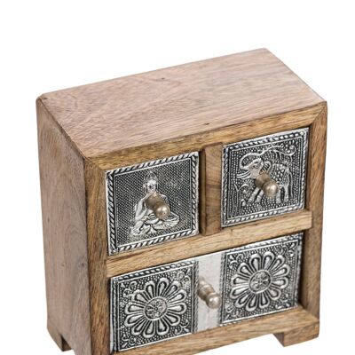 DECORATED WOODEN BOX METAL 16X14,5X7,87CM WOOD AND METAL DO5508BX_UNICO