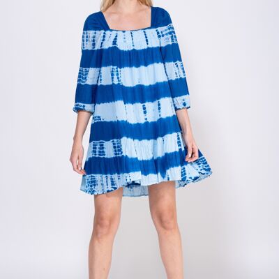 TYE DYE KLEID 100 % BAUMWOLLE IC7135V_BLUE