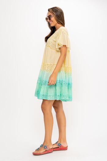 ROBE BRODÉE TYE DYE 80%COTON 20%NYLON IC7138V_VANILLE 2