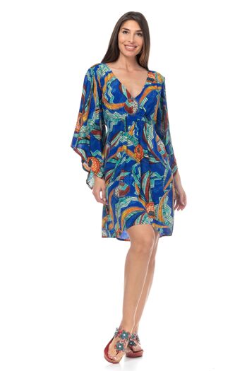 ROBE COURTE IMPRIMÉE 100% POLYESTER LI5577V_TURQUOISE 1