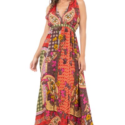 LONG PRINTED DRESS 100% POLYESTER LI5604V_UNICO