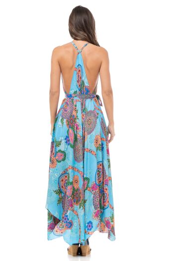 ROBE LONGUE IMPRIMEE 100% POLYESTER LI5611V_TURQUOISE 3