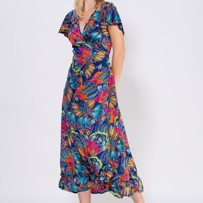 100% POLYESTER PRINTED DRESS LI7490V_DENIM