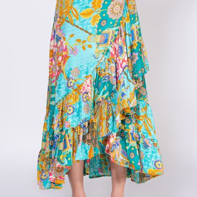 PRINTED SKIRT 100% POLYESTER LI7492F_AGUA