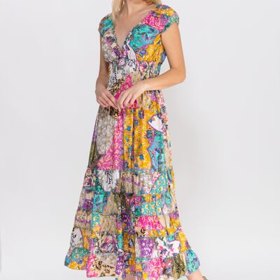 100% POLYESTER PRINTED DRESS LI7500V_LILAC