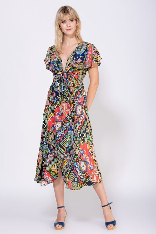 VESTIDO ESTAMPADO 100% POLIESTER LI7539V_CORAL