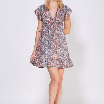 100% POLYESTER PRINTED DRESS LI7629V_GRAY