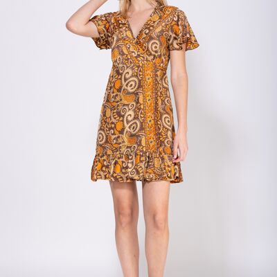 100% POLYESTER PRINTED DRESS LI7636V_TERRACOTA