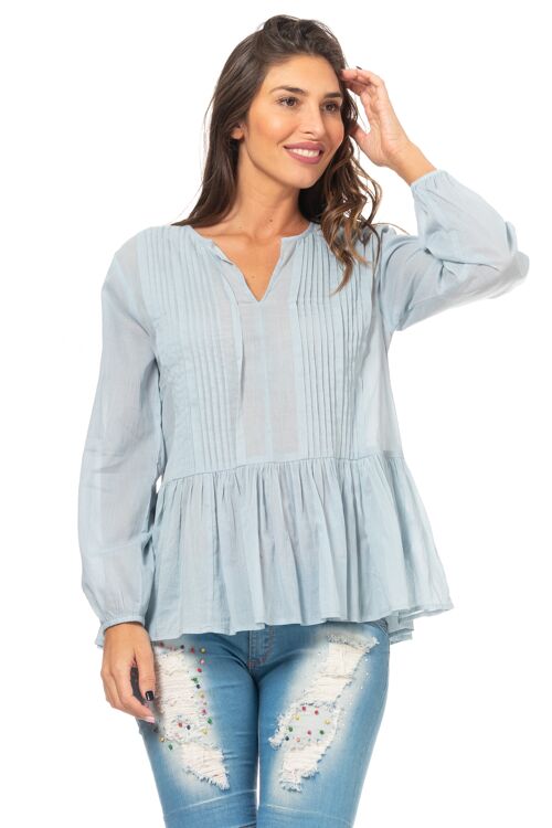 BLUSA LISA 100% ALGODÓN PR3020B_AZUL