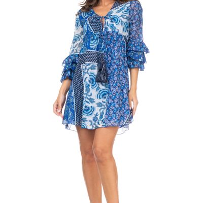 ROBE COURTE IMPRIMEE 100% COTON PR5000TU_BLUE