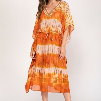 100% VISCOSE PRINTED TUNIC PR7079TU_ORANGE