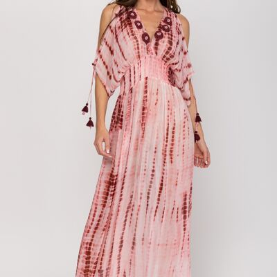 LANGES TYE DYE KLEID 100 % VISKOSE PR7264V_PINK