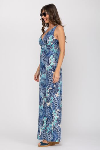 ROBE LONGUE SANS MANCHES IMPRIMEE 95% POLYESTER 5% ELASTHANNE SK7568V_BLUE 2