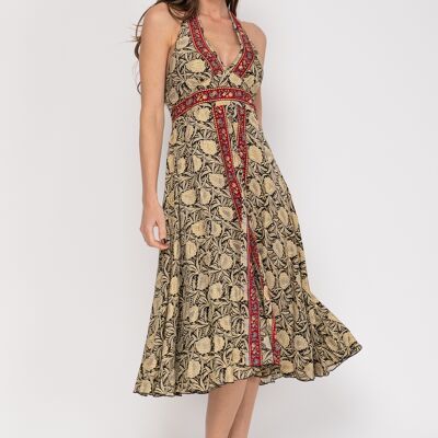 100% POLYESTER PRINTED DRESS U7315V_BLACK