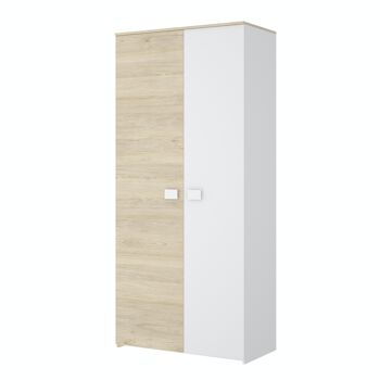 Armoire 2 portes Dina - Blanc et Chêne Naturel 1