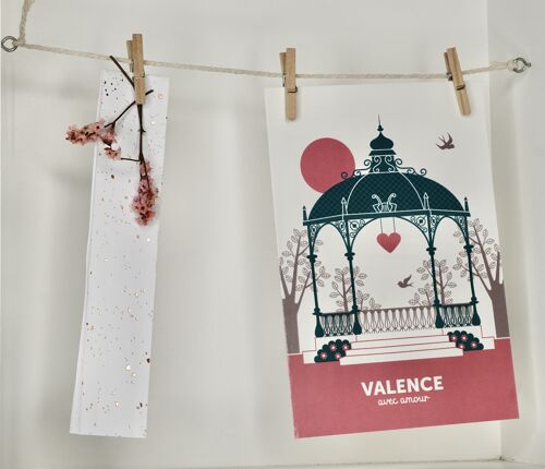 Carte postale Valence - kiosque blanc