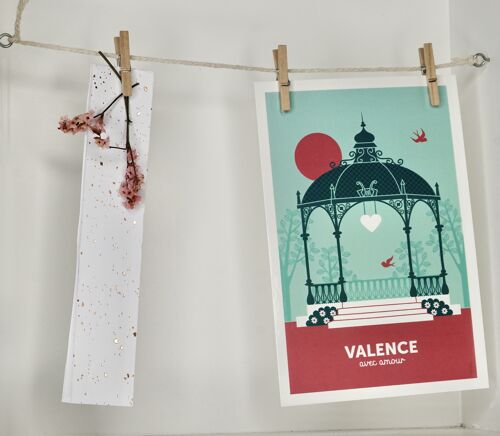 Carte postale Valence - kiosque bleu