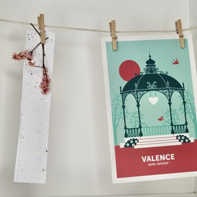 Valence-Postkarte - blauer Kiosk