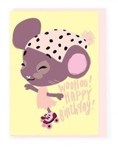 Cute rollerskating mouse