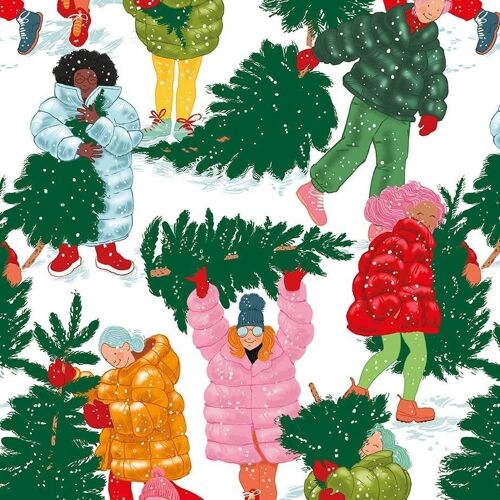 Girls and Christmas trees wrap