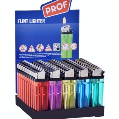 Display of 50 flint lighters