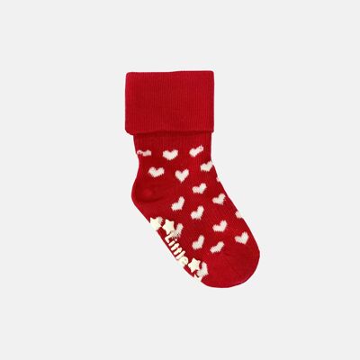 Rutschfeste Stay-On-Socken in roten Herzen