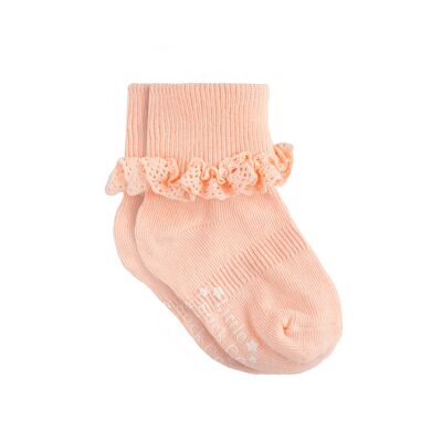 Rutschfeste Anti-Rutsch-Socken für Babys und Kleinkinder mit Rüschen - Peaches 'n' Cream
