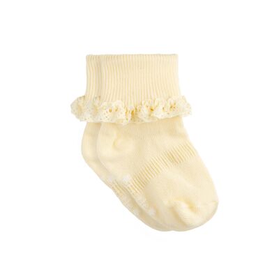 Calcetines antideslizantes con volantes para bebés y niños pequeños - Lemon Drop