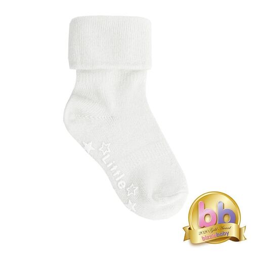 Non-Slip Organic Stay on Baby and Toddler Socks - Plain White