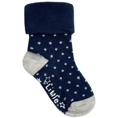 Rutschfeste Socken für Babys und Kleinkinder – Navy Pin Dot