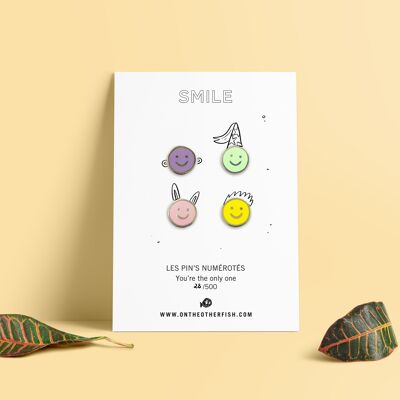 Pin's - Smile - Smiley x4 - variable Farben