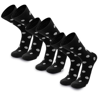 Polka I Lot de 3 chaussettes en coton PIMA premium hommes et femmes chaussettes renforcées pour hommes chaussettes d'affaires respirantes classiques 3 paires - noir