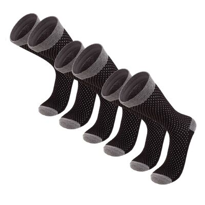 Dots I Paquete de 3 calcetines de algodón PIMA premium para hombres y mujeres Calcetines reforzados para hombres Calcetines de negocios transpirables Clásicos 3 pares Negro | NANOTECNOLOGÍA DE PLATA