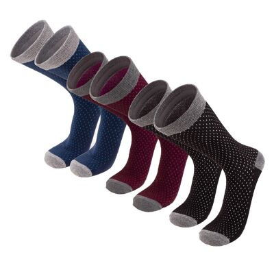 Dots I Paquete de 3 calcetines de algodón PIMA premium para hombres y mujeres Calcetines reforzados para hombres Calcetines de negocios transpirables Clásicos 3 pares Negro/Azul/Cereza | NANOTECNOLOGÍA DE PLATA
