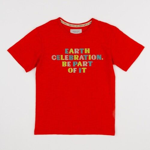 Camiseta Algodón Orgánico Akira Earth Roja Producto de Comercio Justo