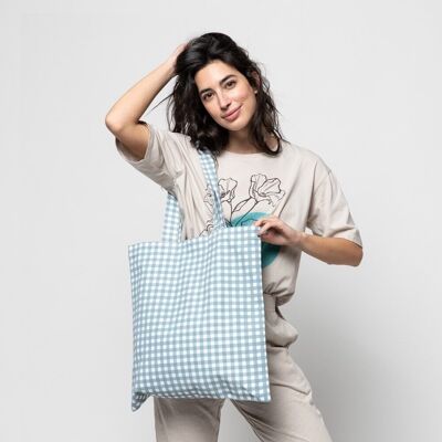 ORGANIC COTTON TOTEBAG XL VICHY 45X44