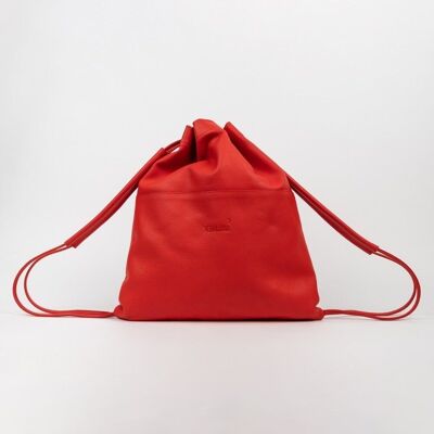 NATURAL LEATHER PURSE BACKPACK CARNATION