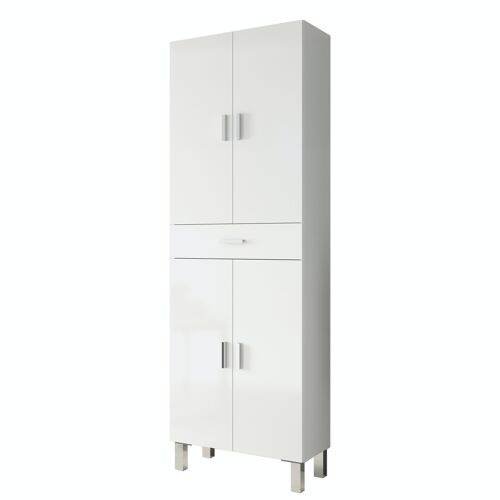 Columna de baño con 4 puertas y 1 cajón Aruba - Blanco Brillo