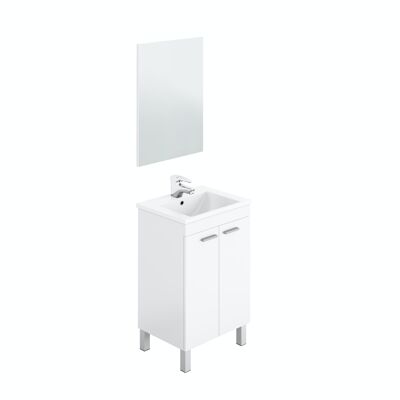 Mueble de baño con lavabo y espejo Koncept - Blanco Brillo