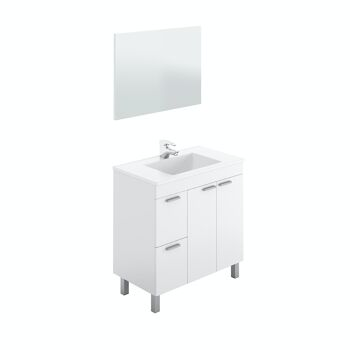 Meuble de salle de bain avec lavabo et miroir Aktiva - Blanc Brillant 1
