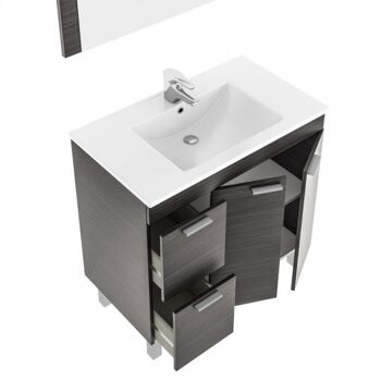 Meuble de salle de bain avec lavabo et miroir Aktiva - Ash Grey 3