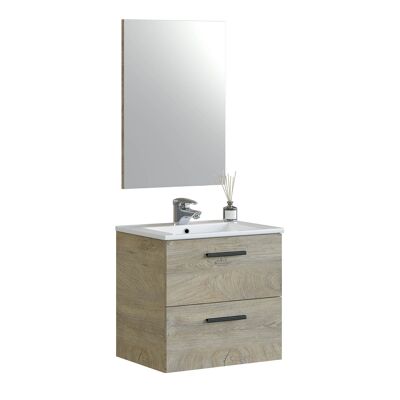 Mueble de baño con lavabo y espejo Noa - Roble Alaska