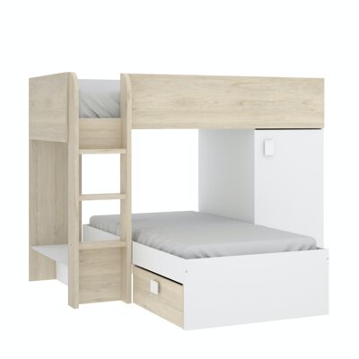 Cama tren Move - Roble Natural - Blanco