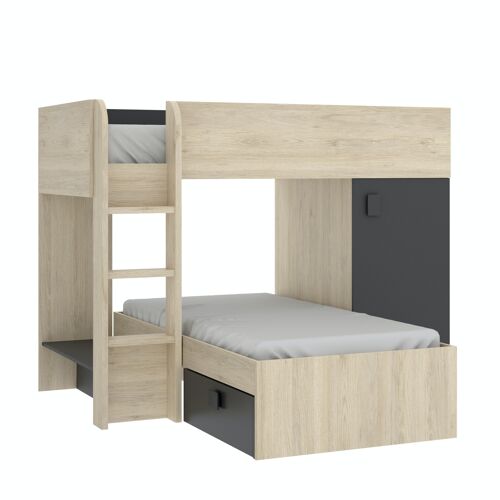 Cama tren Move - Roble Natural - Grafito