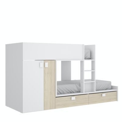 Cama tren Matt - Roble Natural - Blanco