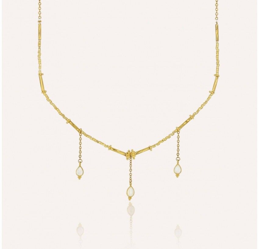 VENEZIA collana dorata in perle di vetro di MURANO e pietra di luna