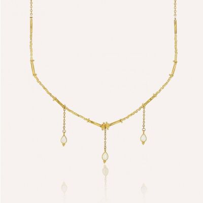 Goldene Halskette VENEZIA aus MURANO-Glasperlen und Mondstein