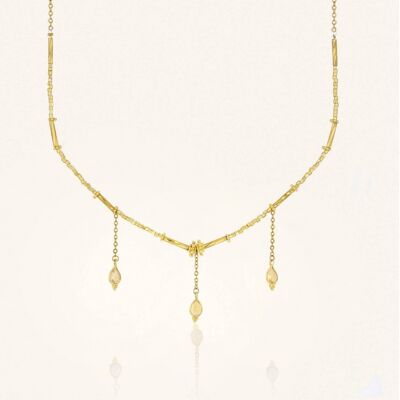 Goldene Halskette VENEZIA aus MURANO-Glasperlen und Zitrin