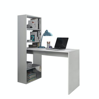 Mesa escritorio reversible con estantería Gio Plus - Blanco Artik